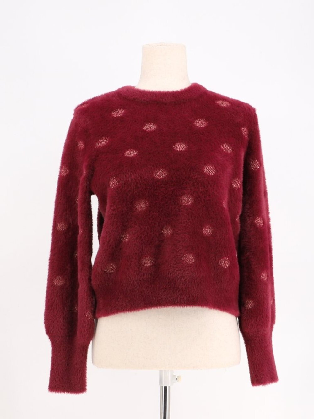 MARINE LAYER Arielle Crewneck Sweater in Burgundy Metallic Funfetti Size S